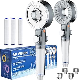 2024 Improved Shower Head, Ultra Fine Nano Water Mist, SGS Certified, High Pressure 80% Water Saving Shower Head, Double Sided, 3 Modes, VC Aromaring SPA for Skin, Double Filter, Chlorine Free Faucet