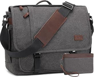 Nerlion Messenger Bag for Men 17-17.3 Inch Laptop Bag Canvas Water-resistant Computer Bag Shoulder Bag Work Briefcase Bookbag for College (Gray)