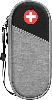 SITHON EpiPen Medical Carrying Case Insulated, Travel Medication Organizer Bag Emergency Medical Pouch Holds 2 EpiPens, Asthma Inhaler, Anti-Histamine, Auvi-Q, Allergy Medicine Essentials, Gray/Black
