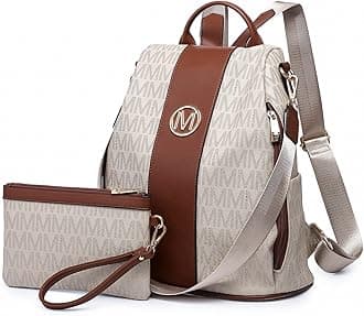 Women Fashion Backpack Purse Multi Pockets Anti-Theft Rucksack Travel Shoulder Bag Handbag Set 2pcs