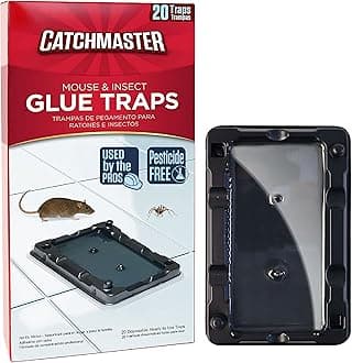 Catchmaster-20 Mouse & Insect Glue Traps, Heavy-Duty Pesticide-Free Sticky Mouse Traps Indoor for Home, Used by the PROs, Adhesive Rodent & Bug Catcher, Pest Control for House & Garage