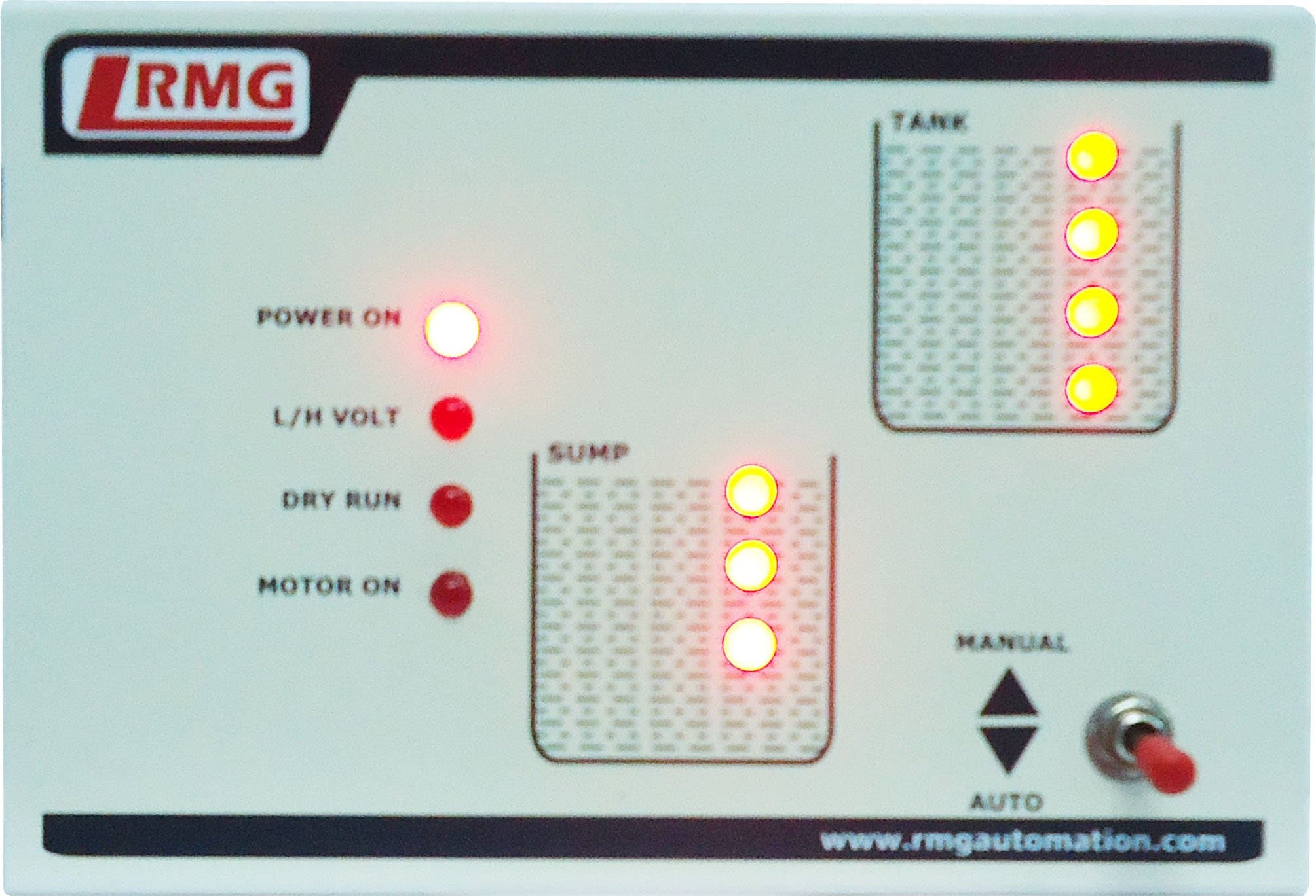 RMG Fully Automatic Water Level Controller with Indicator for Motor Pump Operated from Switch/MCB Upto 1.5 HP Tank and Sump