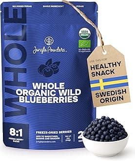 Organic Blueberries Fresh Freeze Dried Fruit 4 Ounce Bag - Made From Frozen Wild Dried Blueberries No Sugar Added Dehydrated Handpicked Blue Berries - Organic Blueberry Powder for Baking Dry Bilberry