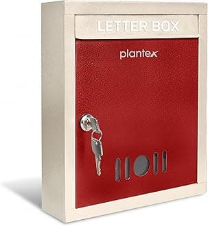 Plantex High Grade Big Size Letter Box for Home/Mail Box/Letter Box for gate and Wall with Key Lock (Red & Ivory)