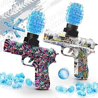 Gel Ball Blaster Guns 2 Pack, Small Manual Splat Toy Gun, Gel Splatter Blaster for Adults, Outdoor Activities Shooting Games for Backyard, Garden& Lawn, for Ages 14+ Year Old
