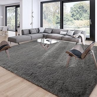 Merelax Soft Area Rugs for Livingroom Bedroom, Shaggy Plush Fuzzy Fluffy Carpet Furry Fur Rug, Modern Indoor Comfy Nursery Kids Dorm Home Decor Floor Mat, 8 x 10 ft, Charcoal
