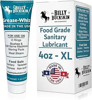 1 x 4 Oz. Tube Grease Whiz Plus, Commercial Food Grade Grease, O Rings Grease for Ice Cream & Slushee Machines, Stand Mixers, Beer Kegs, Water Filters, Pool Filters, Meat Slicers by Billy Buckskin Co.