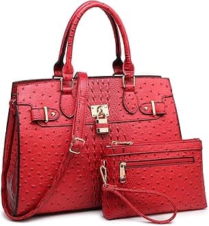 Women Handbags and Purses Ladies Shoulder Bag Top Handle Satchel Tote Work Bag with Wallet Red Size: L
