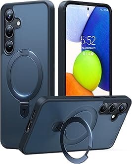 TORRAS Magnetic Ostand for Samsung Galaxy S24 Case 6.2" [Compatible with MagSafe][Military Grade Drop Tested] [Ring Holder][Build in Kickstand] Matte Translucent Slim Back Soft Edge with Stand,Black