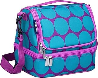 Wildkin Children's Dual Compartment Lunch Bag Aqua Dots, Polyester, Blue, 23 x 16 x 21 cm