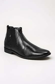- Genuine Leather Formal Slip-On Boots for Men | Elastic Closure | Stylish & Comfortable Office Shoes | RC3498