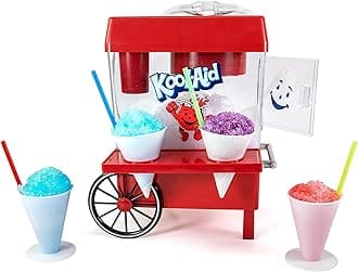 NostalgiaKool-Aid Snow Cone Shaved Ice Machine - Retro Table-Top Slushie Machine Makes 20 Icy Treats - Includes 2 Reusable Plastic Cups & Ice Scoop - Red