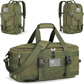 Gym Bags for Men, Large Tactical Duffle Backpack with Shoe Compartment, 3 in 1 Carry on Bag Travel Backpack with Wet Pocket, Weekender Overnight Range Bag for Workout Football Gym, Green
