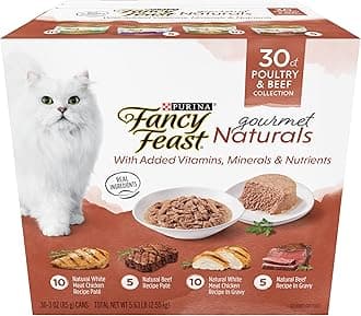 Fancy Feast Purina Wet Cat Food Variety Pack Gourmet Naturals - (30) 3 oz. Cans