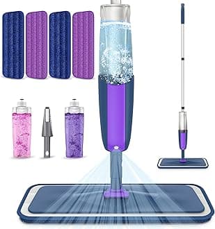 Spray Mops for Cleaning Floors - MEXERRIS Microfibre Floor Mop with 4 Reusable Washable Pads 2 Refillable Bottles - Wet Dust Dry Mop for Hardwood Laminate Wood Ceramic Tiles - Home Commercial Mop