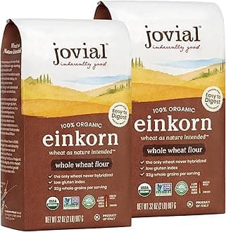 Jovial Organic Einkorn Whole Wheat Flour - Bread Baking Flour for Sourdough, High Protein, Non-GMO, For Organic Pizza & Pasta, European Italian Made, Glyphosate Free - 32 Oz, 2 Pack