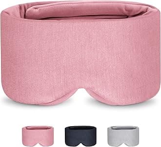 KingPavonini Sleep Mask for Women Men 100% Handmade Cotton - Eye Mask Sleep with Double Thickened Nose Wing for Fully Light Blocking, Blindfold Sleeping Mask for Home/Flight/Shift Work Pink