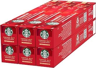 STARBUCKS Toffee Nut Flavoured Coffee by Nespresso, Blonde Roast, Coffee Capsules 6 x 10 (60 Capsules)