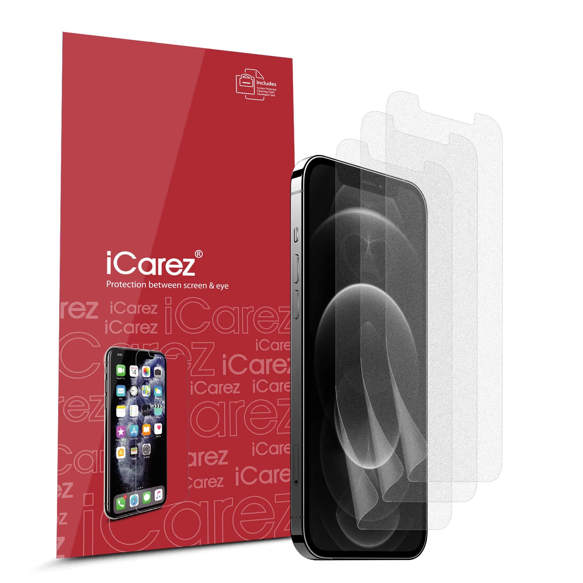 iCarez Matte Screen Protector for iPhone 12 /iPhone 12 Pro (2020) 6.1-Inches, 3-Pack Anti-glare