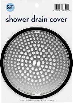 S&T INC. Shower Drain Hair Catcher for Bathroom, Hair Catcher Shower Drain Cover, Stainless Steel Shower Hair Drain Catcher with Anti-Skid Silicone Ring, 4.5 Inch Diameter