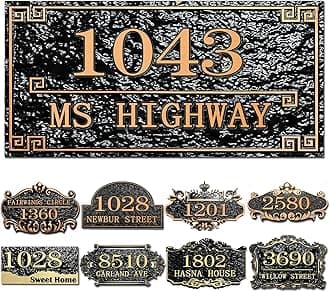 Personalized House Address Plaque Custom House Number Sign 12 Inch Acrylic Street Name Plate Customized Antique Brass or Copper Vintage for Home Room Door Wall Outdoor Mailbox