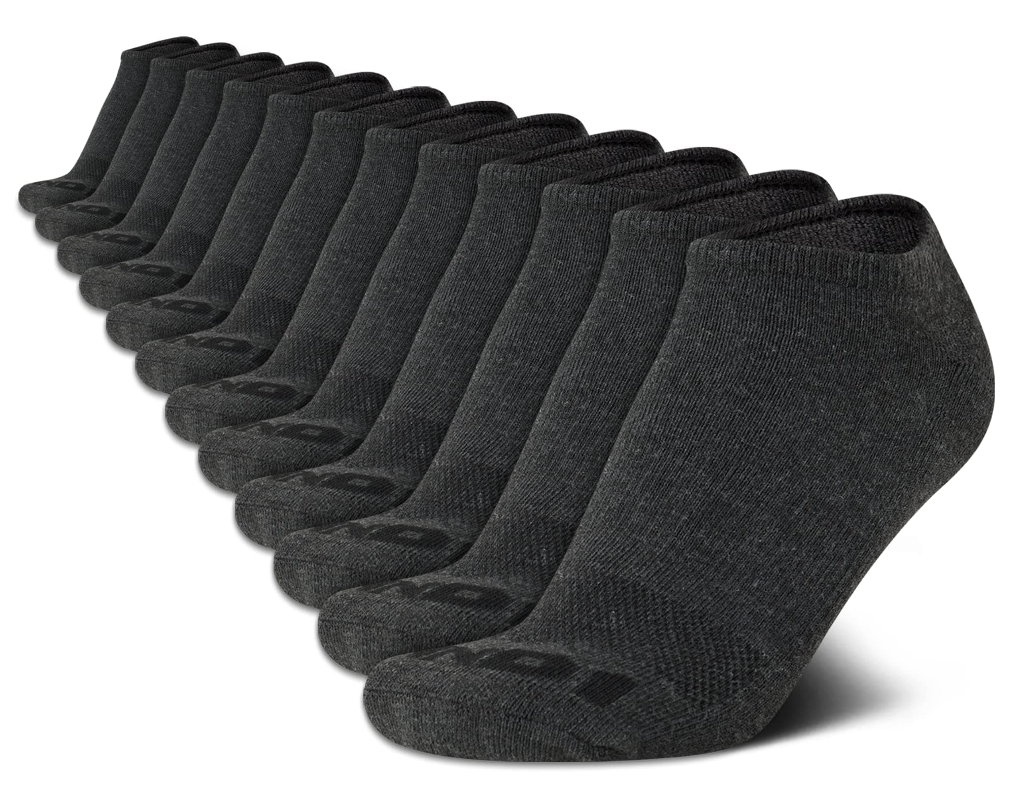 Mens Low Cut Socks - 12 Pack Performance Stretch Athletic Compression Sock for Men - Sports No Show Socks (6-12.5)