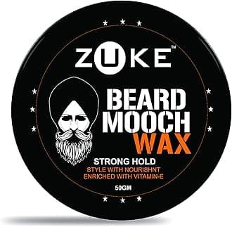 Zuke Beard & Mooch Wax For Strong Hold - With Vitamin-E, Almond Oil & Sunflower Oil (50g)
