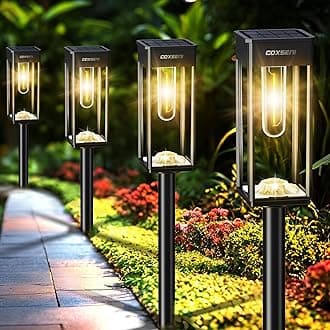 Solar Pathway Lights Outdoor IP65 Waterproof, 8 Pack 3000K LED Auto On/Off Walkway Landscape Light for Yard Lawn Garden Patio Driveway Outside Decor, Warm White
