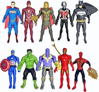 Camin Superhero Action Figure Toys Superheroes Set of 10 | New Toy Set for Kids with Movable Joints | Durable Plastic Action Figures for Boys & Girls/Birthday Gift/Party Favors & Role Play Fun