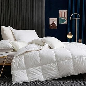 Luxury King Size Duvet 4.5 Tog Goose Feathers Down Summer Duvet｜600TC Breathable 100% Cotton Cover & Down Proof Fabric｜Hotel Quality King Size Quilt with 8 Corner Tabs｜Machine Washable