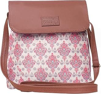 ZOUK Kashmir Tulips Floral Printed Women's HandCrafted White and Red Flap Sling Bag for iphone