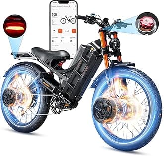 eAhora 2025 Romeo Pro 3/ Pro 2 5600W/ 4000W 50/46MPH Dual Motor Electric Bike for Adults, 80/70Ah/200+ Miles Long Range Electric Bike, 26'' Puncture-Proof Tire, 7-Speed Pedal Assist UL Certificate