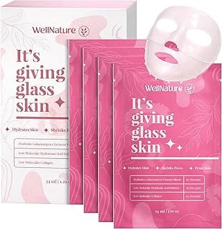 Wellnature™ The Original Overnight Real Deep Mask - It's Giving Glass Skin Hydrating Hydrogel Turns Transparent Sleep Mask Bio-Collagen Oligo-Hyaluronic Acid, Skincare Gift, Pack of 4