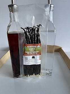 2oz Grade B Organic Madagascar Vanilla Beans for extract. Certified USDA Organic. 5"-7" by FITNCLEAN VANILLA Whole NON-GMO Pods for Paste and Baking.