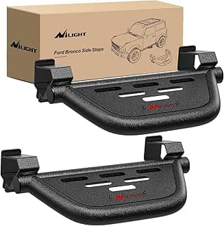 Nilight Running Boards Side Steps Compatible with 2021 2022 2023 2024 2025 Ford Bronco 2/4 Doors with The Rock Rails 2Pcs Heavy-Duty Steel Side Bars Step Plates