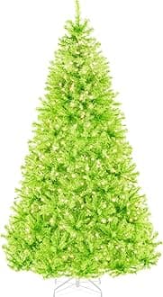 Best Choice Products 4.5ft Pre-Lit Lime Green Christmas Tree, Full Artificial Holiday Decoration w/ 362 Branch Tips, 175 Lights, Foldable Base