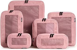 Aerotrunk Compression Packing Cubes for Travel - Luggage Organizer Bags - Double Zipper Packing Cubes for Suitcases (6-Pack, Pink)