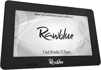 Rawblue 7 Inch Portable Digital TV ATSC TFT Screen Freeview LED TV.Built-in Battery Television/Monitor with Multimedia Player Support USB Card for Car,Caravan,Camping,Outdoor or Kitchen