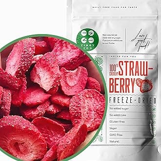 Freeze Dried Strawberry Slices | Raw Natural Premium Freeze Dried Fruit | Freeze Dried Strawberries | Snacking Freeze-Dried Strawberries | Berries from Fresh Frozen Freeze Dry Strawberrys | ZingyZoo