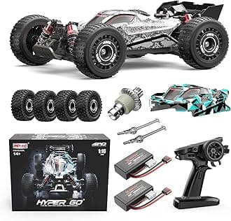 HYPER GO H16PL 1/16 RTR Brushless Offroad RC Buggy, Fast Race Cars for Adults, Max 38 mph Hobby RC Truck, 4WD High Speed Racing Remote Control Car with 2S 2000 mAh Battery for RC Basher, White