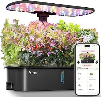 LETPOT LPH-Air Hydroponics Growing System Kits, APP & WiFi Controlled Smart Indoor Garden with 24W Grow Light Full Spectrum, 10 Pods Planter Indoor Gardening for Gifts, Kitchen, Vegetable (Black)
