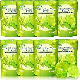 Christmas Peelable Gummy Grape Candy – Individually Wrapped Tropical Peeling Gummies Variety Pack, Low Sugar & Low Calorie, Perfect Stocking Stuffers & Christmas Gifts, Resealable Snacks (Pack of 8, 25.4oz, Green Grape)