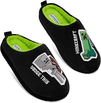MinecraftBoys Slippers, Cozy Indoor House Shoes - Gamer Gifts for Boys