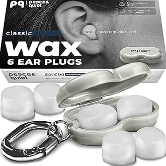 PQ Wax Ear Plugs for Sleep - 6 Silicone Wax Earplugs for Sleeping and Swimming - Gel Ear Plugs for Noise Cancelling, Ear Protection - Sleeping Earplugs with Sound Blocking 32 Db (6-Pillows). White