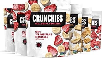 Crunchies Freeze-Dried Fruit Variety Packs, 100% All Natural Crispy Fruit, Non GMO and Kosher, Resealable Freeze Dried Fruit Snack Bags, Pack of 6 (5 Flavor Variety Pack)