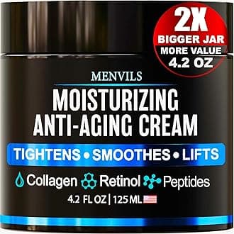 Mens Face Moisturizer Cream - Anti Aging & Wrinkle Cream - Face Moisturizer For Men with Collagen, Retinol, Peptides, Jojoba Oil - Facial Skin Care Lotion - Day & Night - 4.2 OZ