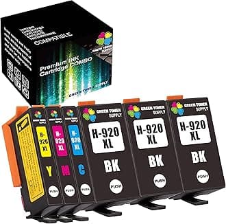 6-Pack Compatible for HP 920XL Ink Cartridge 920 (3xB+CYM) 920XL 920 Ink Cartridge Work in HP OFFICEJET 6000 6500A 6500 7500 Printers