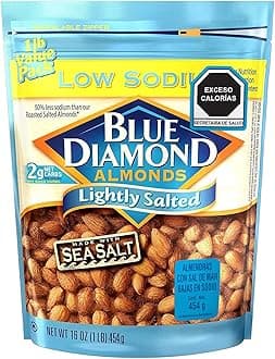 Blue Diamond Almonds Low Sodium Lightly Salted Snack Nuts, 16 Oz Resealable Bag (Pack of 1)