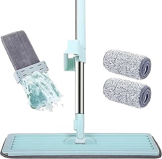 Flat Microfiber Magic Mop for Floor Cleaning,Home Hands Free Squeeze for Floor, Stainless-Steel Handle and Microfiber Refill