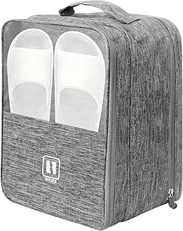 Large Shoe Bags for Travel, Shoe Travel Bag Holds 3 Pairs of Shoes, Travel Shoe Bags for Packing in Suitcase, Portable Dance Shoe Storage Pouch, Shoe Organizer, Sneaker Storage Bag (Grey)